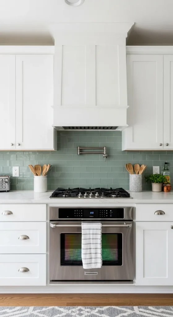 Sage Green and White Kitchen