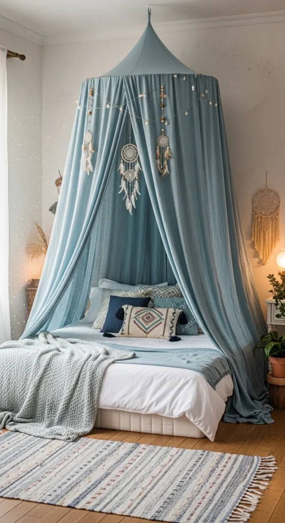 Light Blue Boho Bedroom Decor