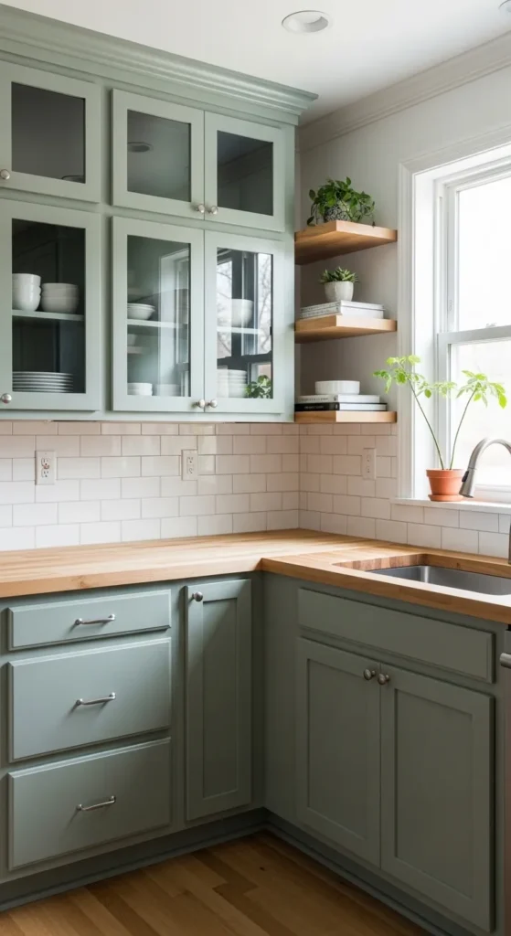 Sage Green and Wood Kitchen