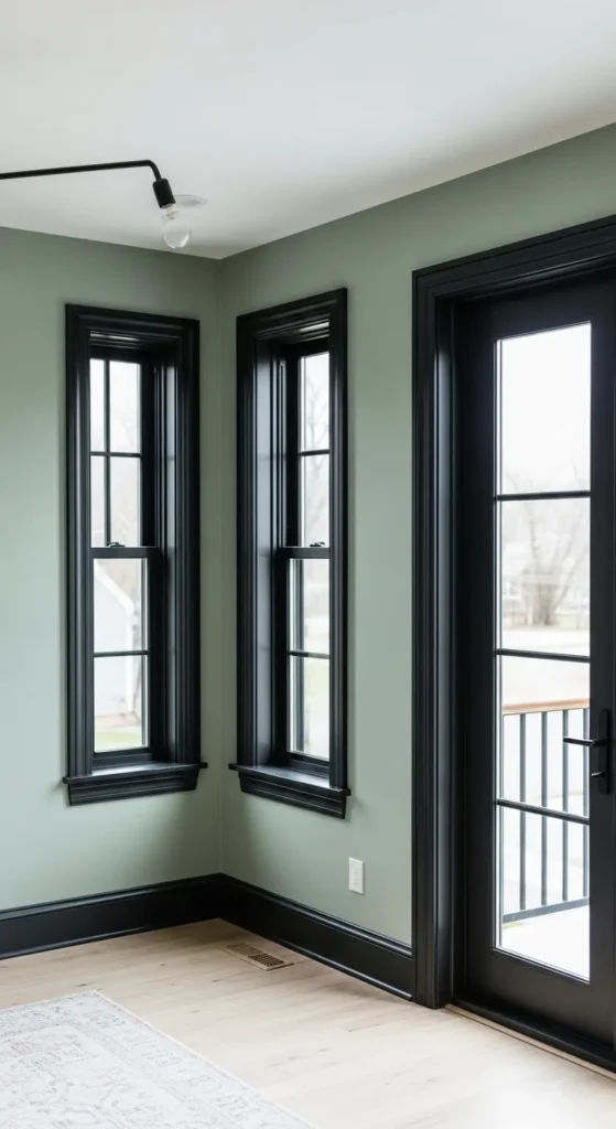 Sage Green and Black Bedroom