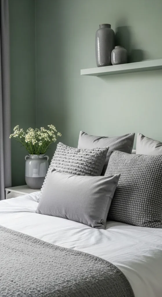 Sage Green and Grey Bedroom