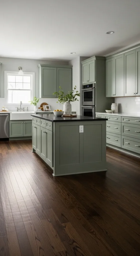 Sage Green and Wood Kitchen