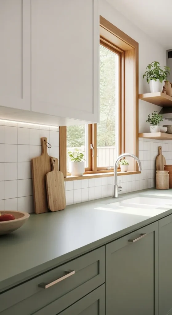 Sage Green and Wood Kitchen
