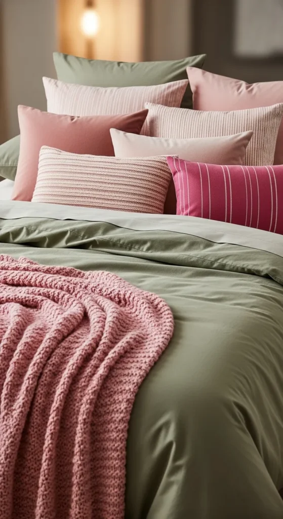 Sage Green Pink Bedroom