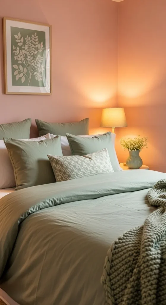 Sage Green Pink Bedroom