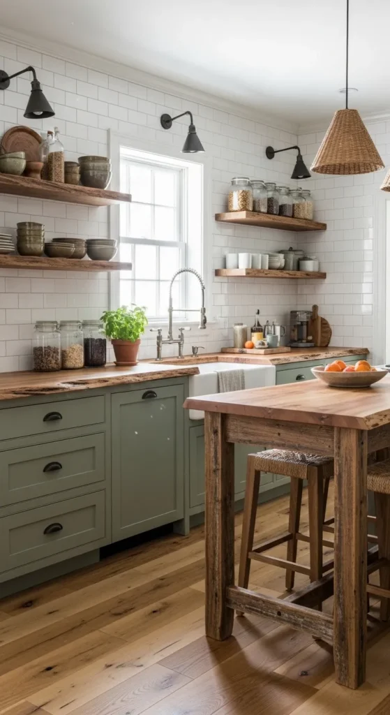 Sage Green and White Kitchen