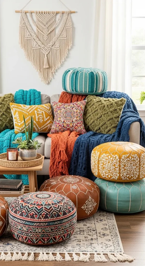 Colorful Boho Living Rooms