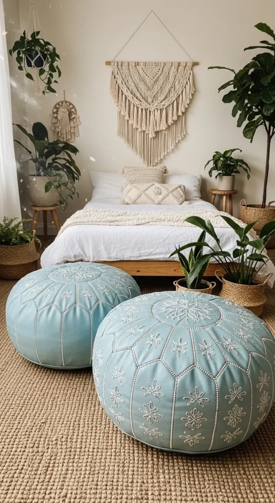 Light Blue Boho Bedroom Decor