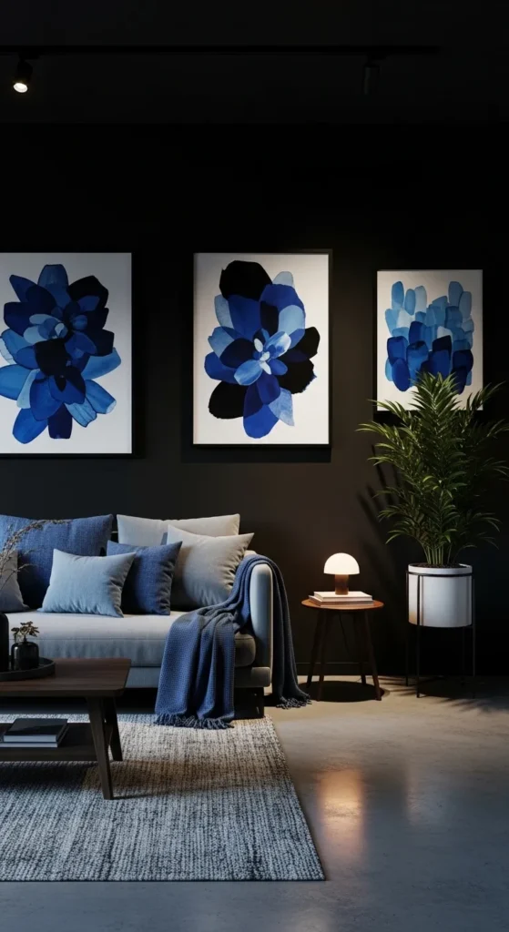 Black and Blue Living Room