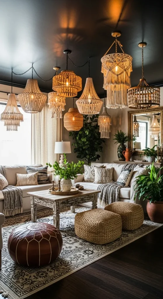 Black Boho Living Room