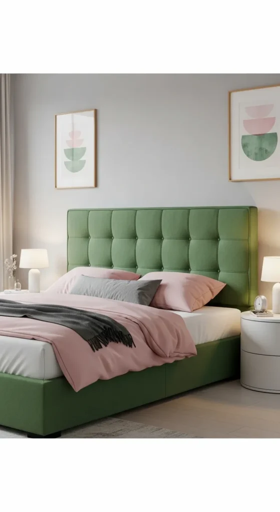 Sage Green Pink Bedroom