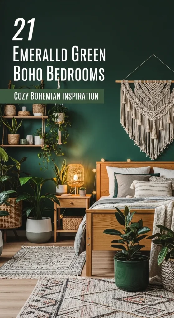 Emerald Green Boho Bedroom Ideas
