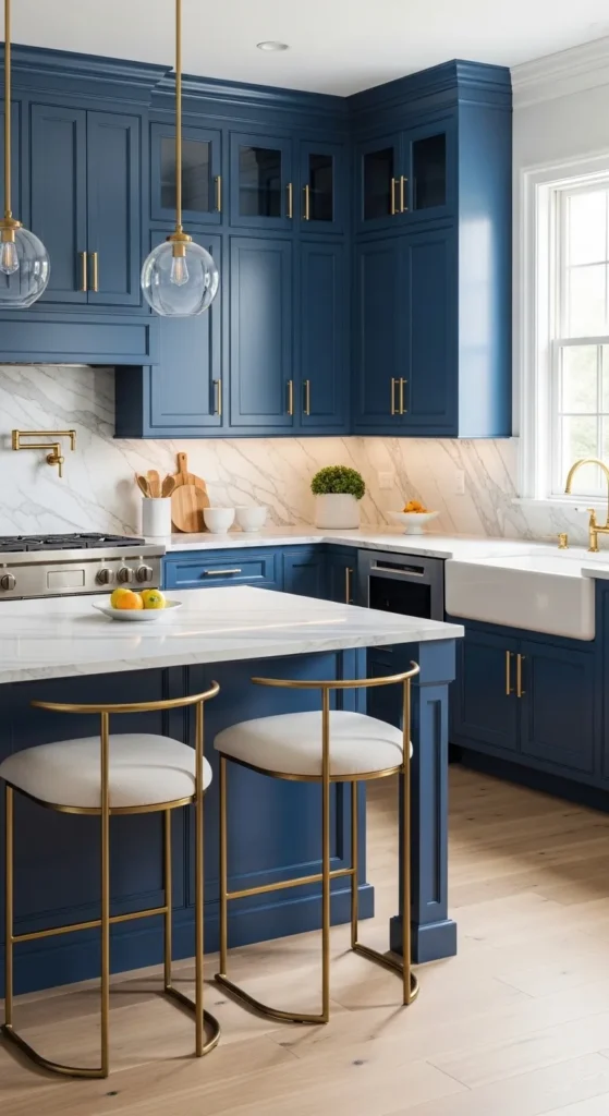 Kitchen with Blue Cabinets
