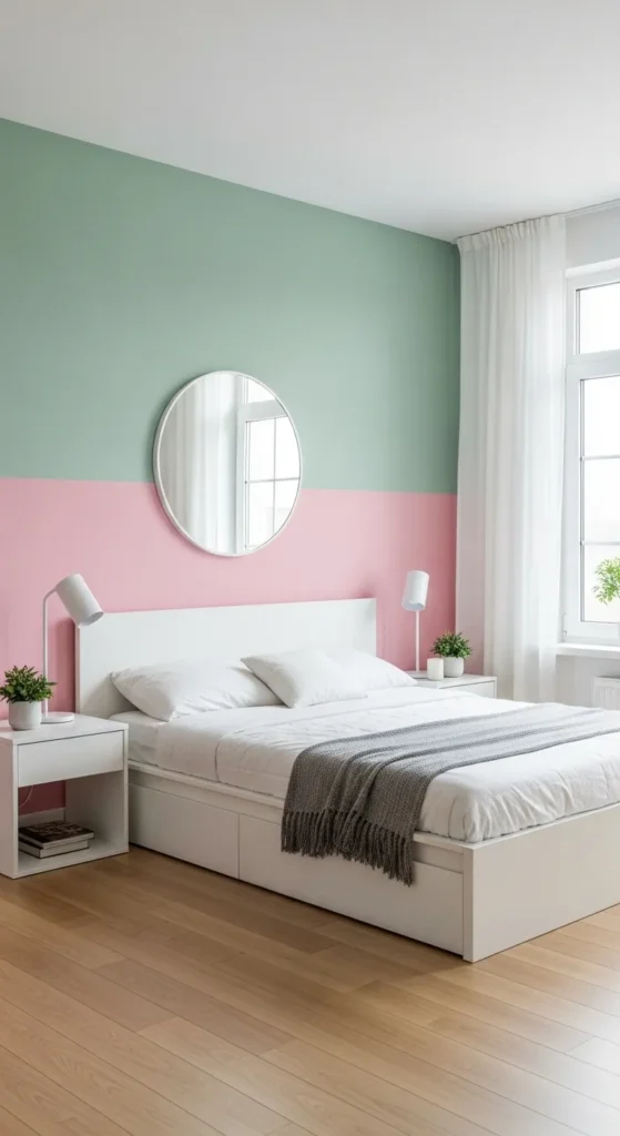 Sage Green Pink Bedroom