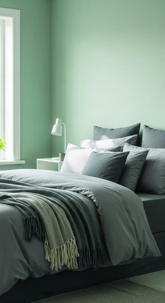 Sage Green and Grey Bedroom