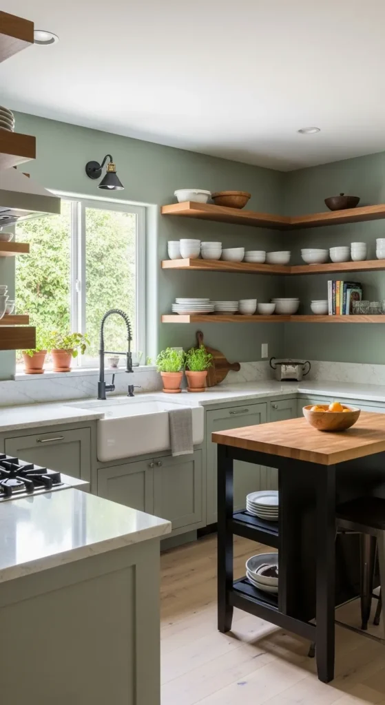 Sage Green and Wood Kitchen