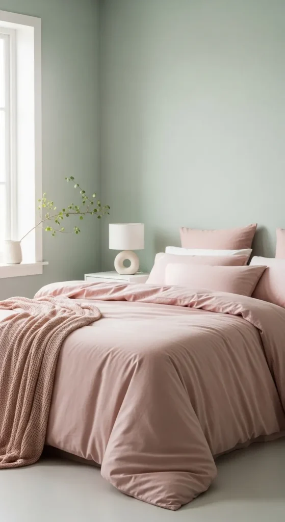 Sage Green Pink Bedroom