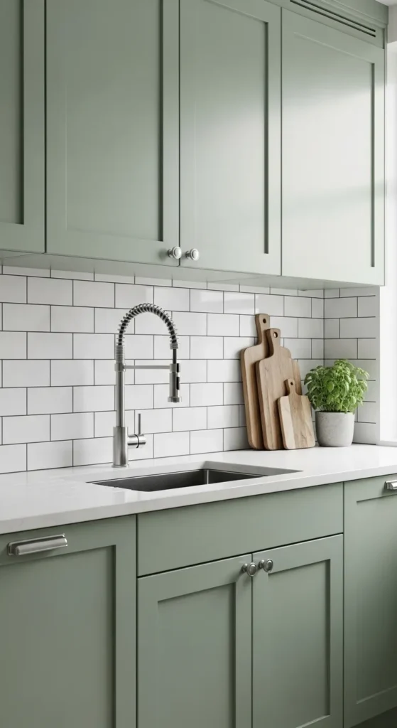 Sage Green and White Kitchen