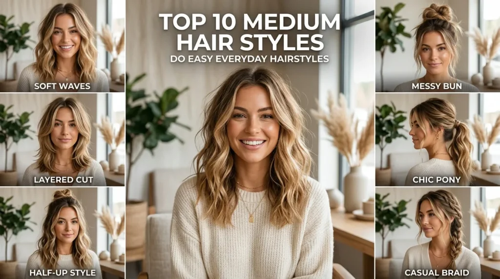 Top 10 Medium Hair Styles: Do Easy Everyday Hairstyles