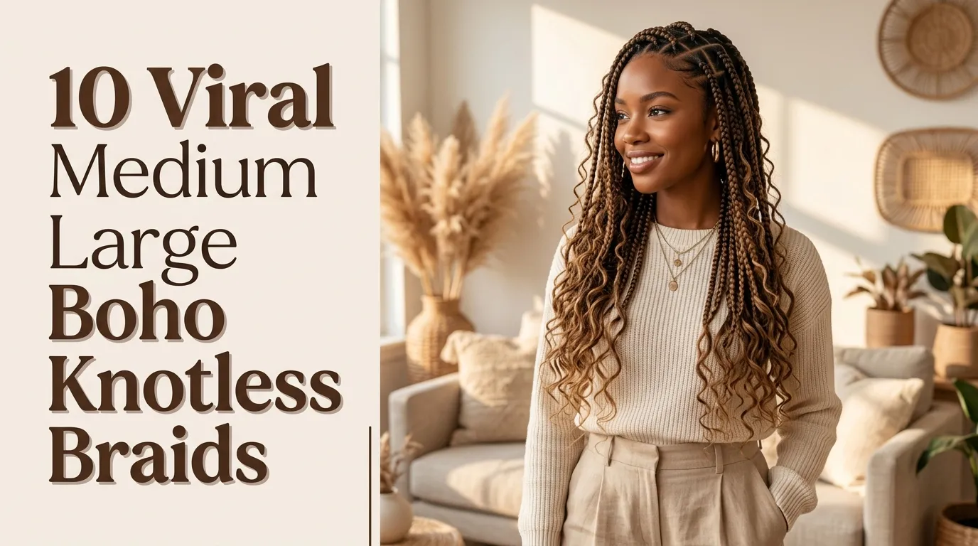10 Viral Medium Large Boho Knotless Braids