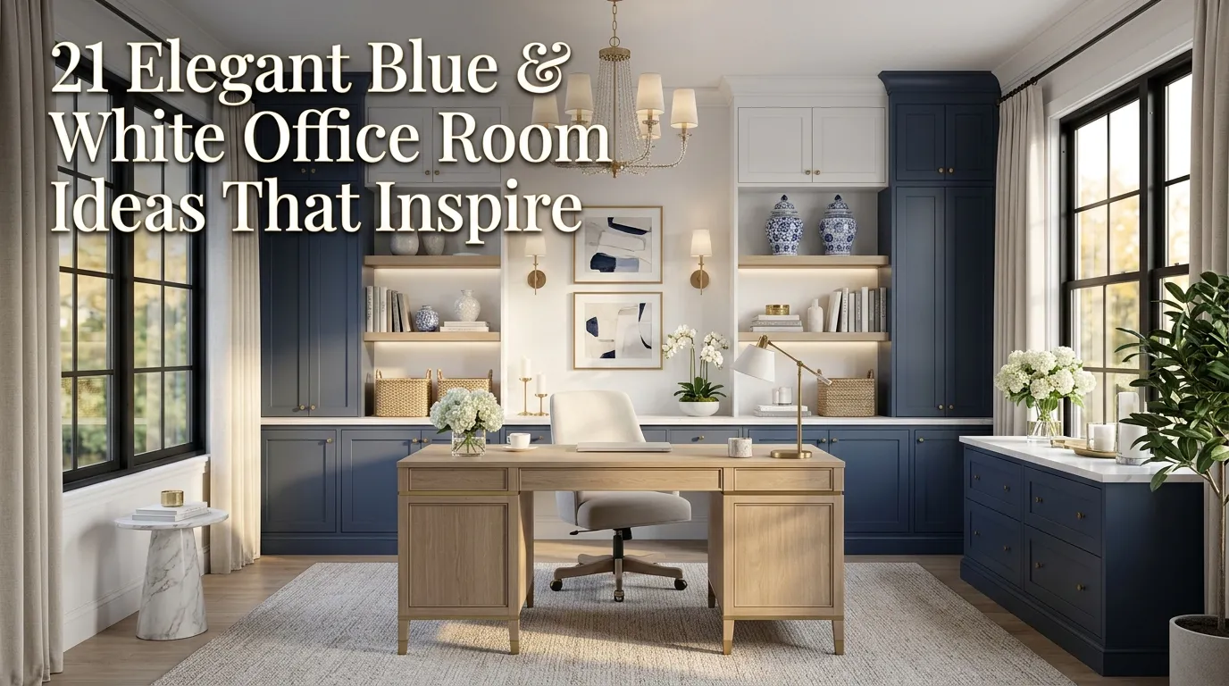  21 Elegant Blue and White Office Rooms That Inspire