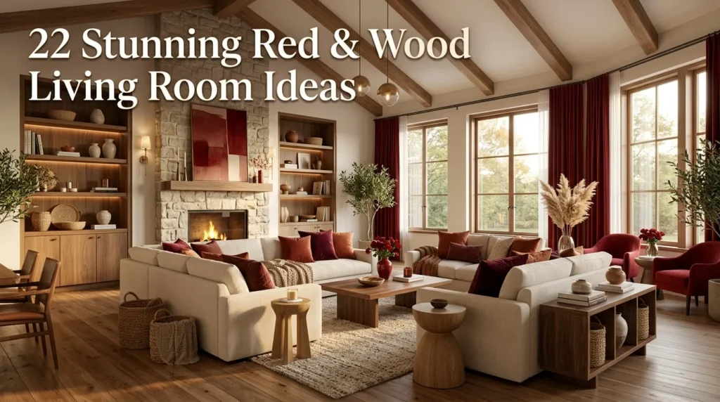 22 Stunning Red and Wood Living Rooms With Warmth