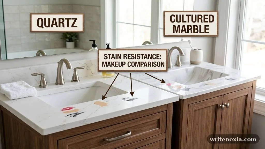 Aesthetic Versatility and Design - Quartz vs Cultured Marble Vanity Tops: Which Resists Makeup Stains?