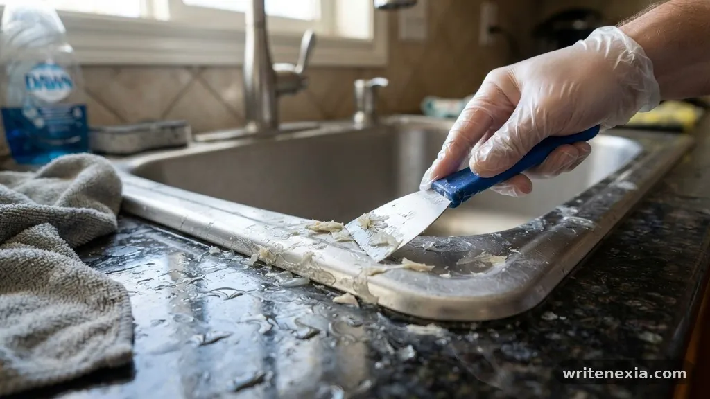 Cleaning Stainless Steel Sinks - How to Remove Dried Plumber's Putty and Silicone Residue from Sinks