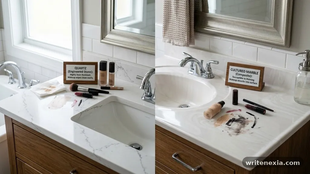 Common Myths About Surface Staining - Quartz vs Cultured Marble Vanity Tops: Which Resists Makeup Stains?