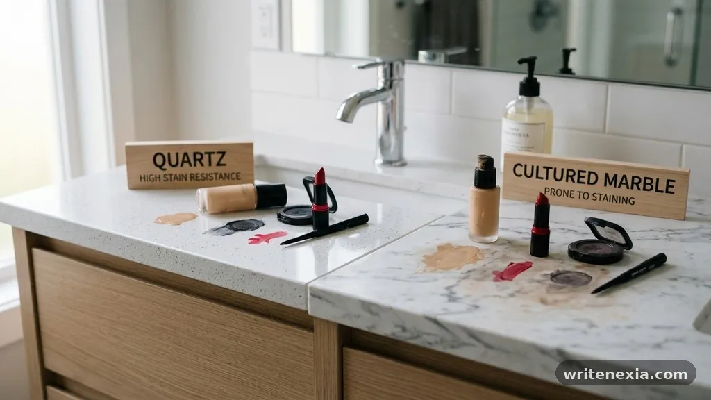 Comparing Stain Resistance Performance - Quartz vs Cultured Marble Vanity Tops: Which Resists Makeup Stains?