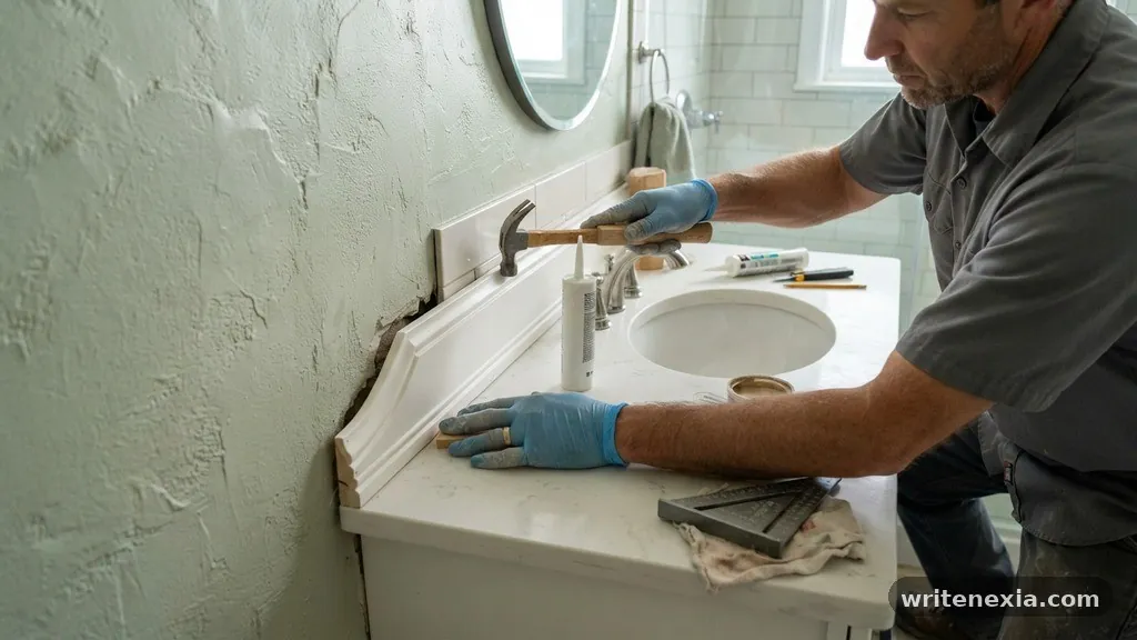 Installing Custom Filler Strips - How to Fill Large Gaps Between Uneven Bathroom Walls and Vanity Top
