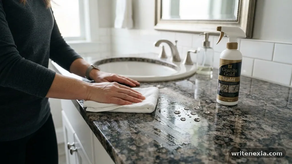 Removing Excess Sealant - How to Re-Seal a Granite Vanity Top: Water Drop Test Explained