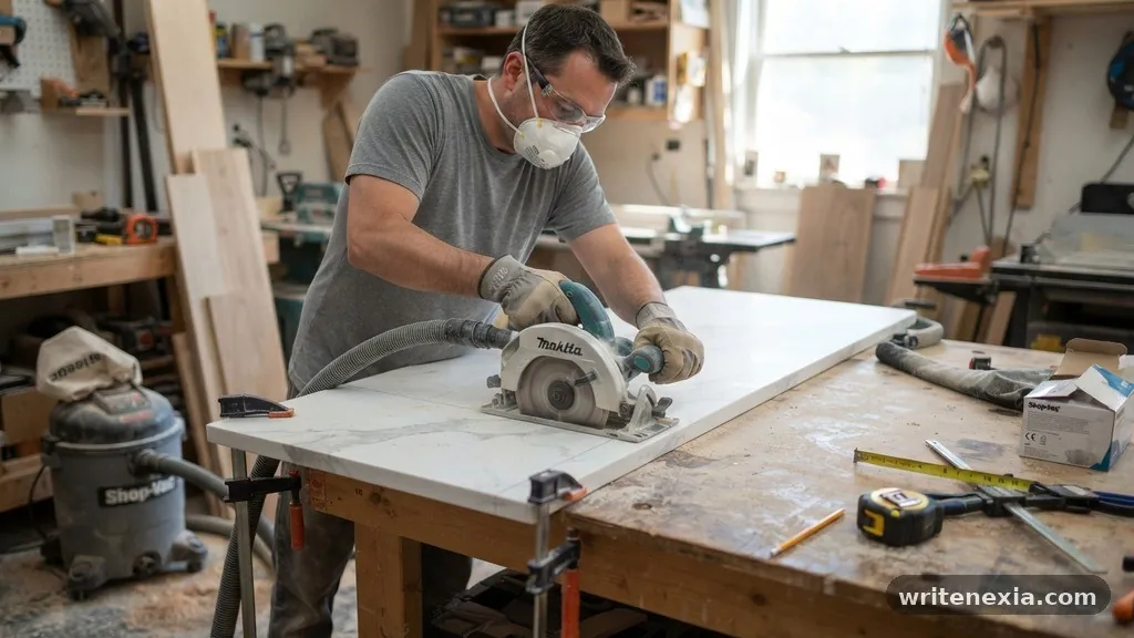Safety Considerations and Dust Management - Can You Cut a Pre-Cut Vanity Top Down from 37 Inches to 35 Inches?