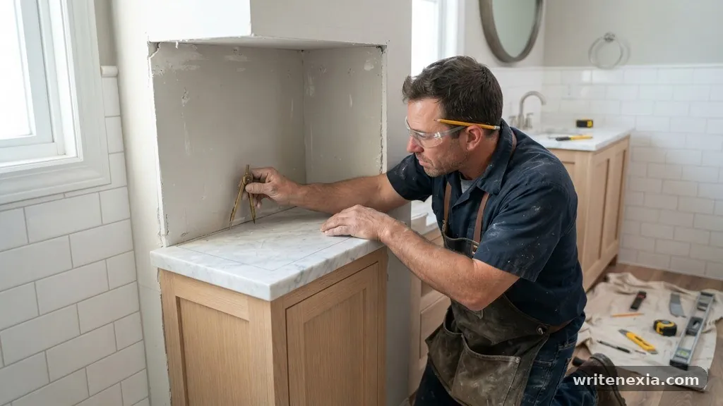 Scribing a Vanity Countertop to Fit Out-of-Square Alcove Drywall