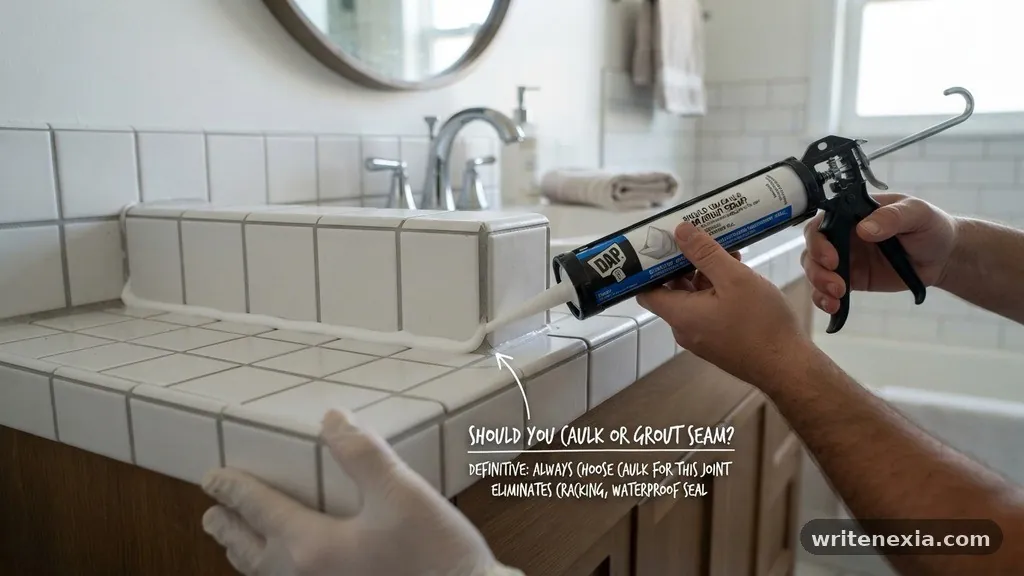The Definitive Answer: Always Choose Caulk - Should You Caulk or Grout the Seam Between Vanity Top and Tile?